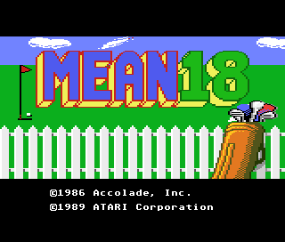 Mean 18 Ultimate Golf title screen for Atari 7800